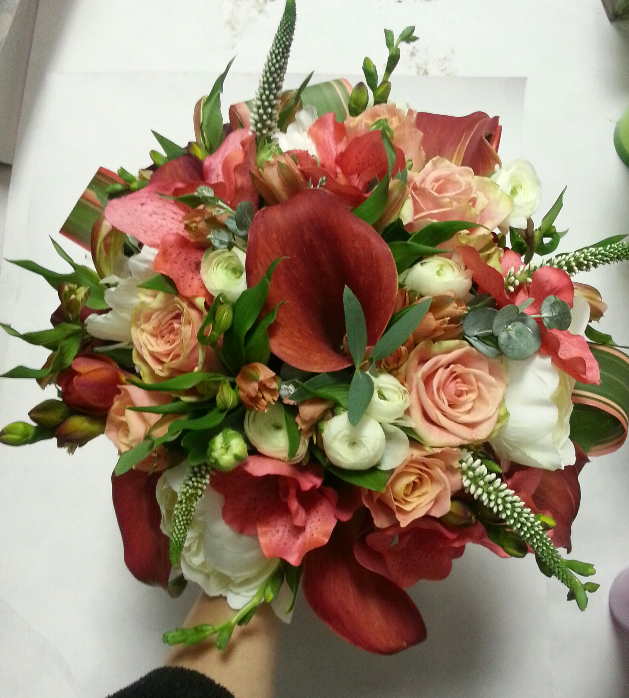 Eileen Jenkins coral shade bridal bouquet