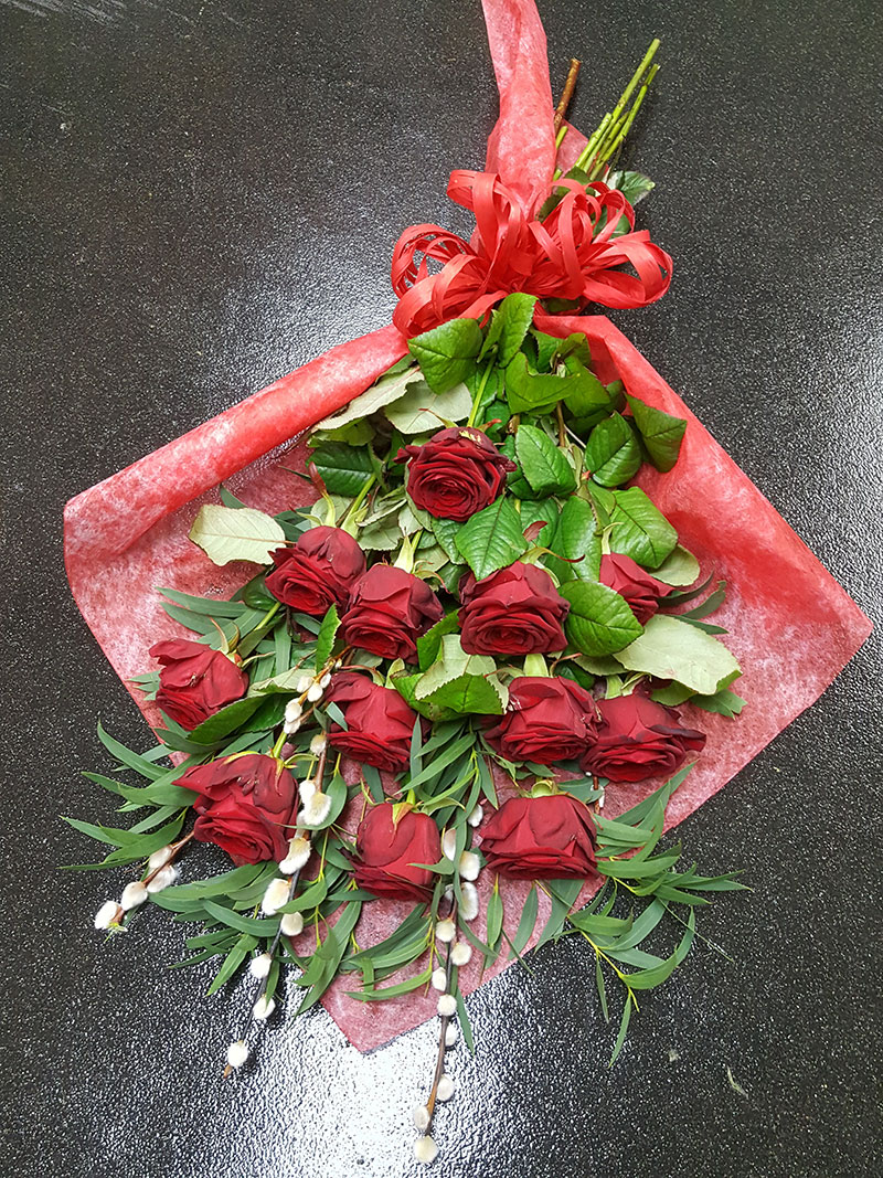 Eileen Jenkins Traditional red rose bouquet