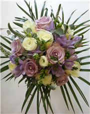 rose and freesia ivory and lilac bouquet