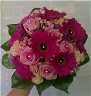 shades of pink compact bridal posy