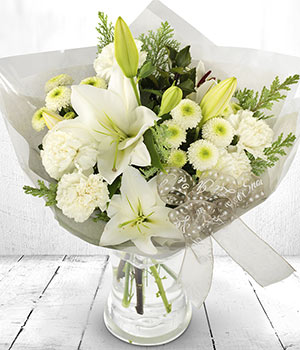 Eileen Jenkins White and silver handtied bouquet