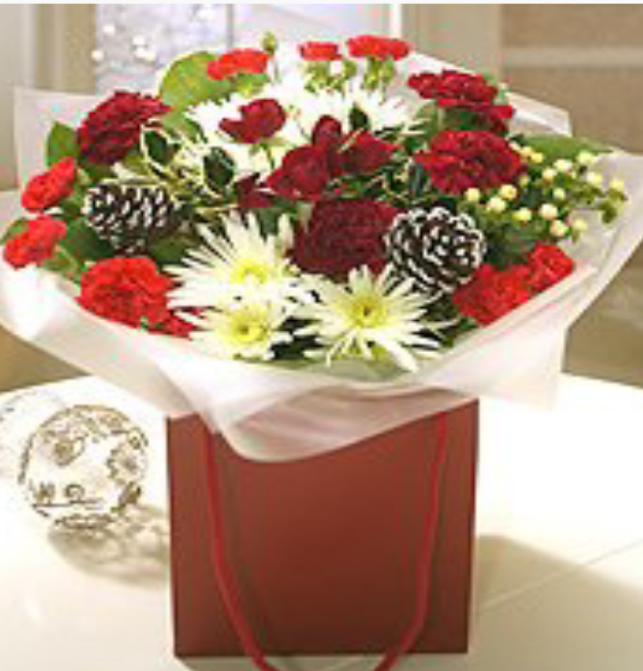 Eileen Jenkins red and cream festive bouquet